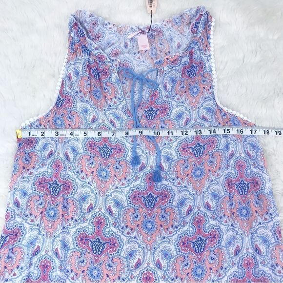 VICTORIA’S SECRET Blue Paisley Print Short Nightgown Sleeveless Size Small New - Picture 8 of 9